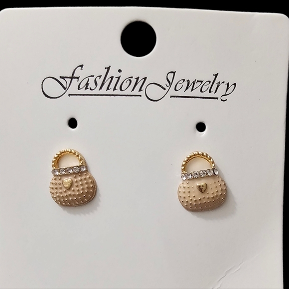 Fashion Jewelry Gold Mini Handbag Earrings - Picture 1 of 5
